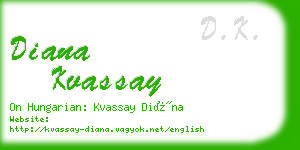 diana kvassay business card